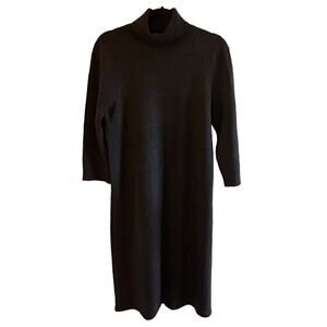 Lauren Ralph Lauren Cashmere Wool Angola Blend Gray Turtleneck Sweater Dress M